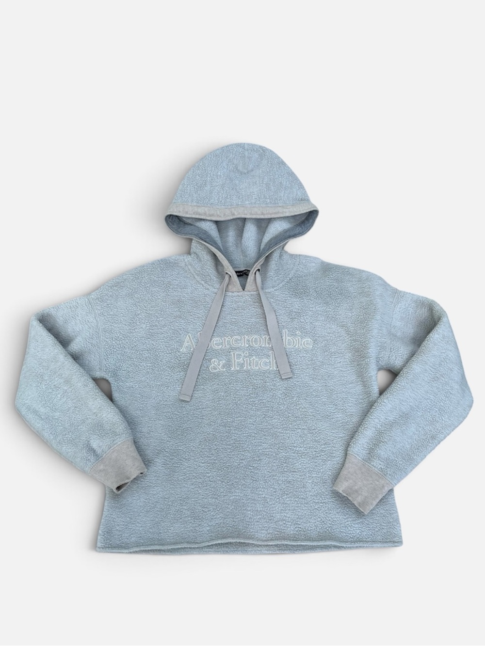 Abercrombie & Fitch Gray Sherpa Fleece Cropped Hoodie Size X-Small
